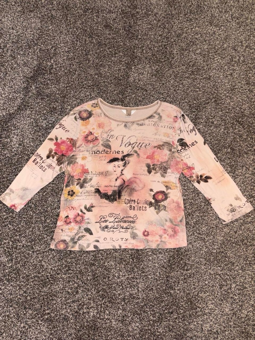 Y2K whimsical top with grunge floral design